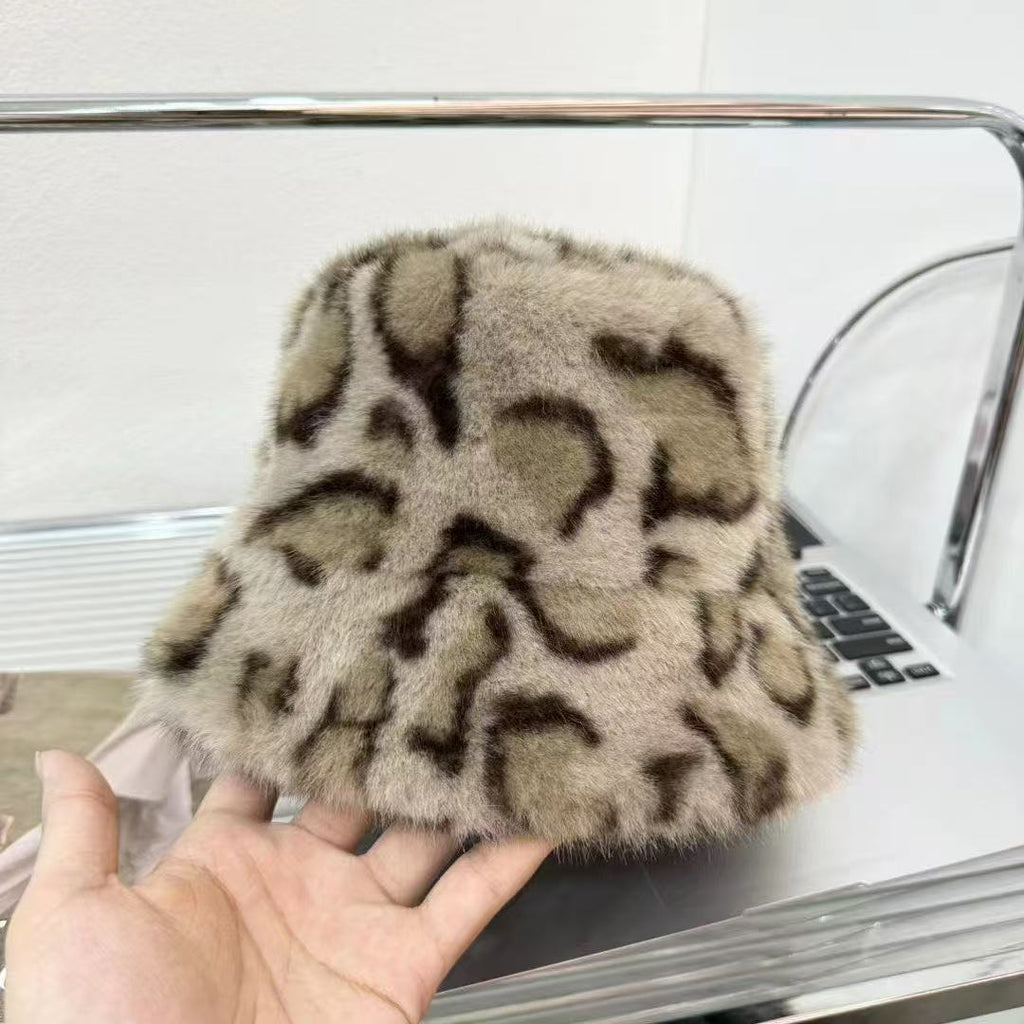 Versatile Faux Mink Fur Warm Cold-proof Windproof Face-flattering Fluffy Bucket Hat