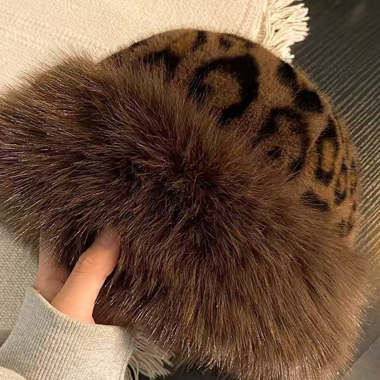 Leopard Print Mongolian Hat For Women
