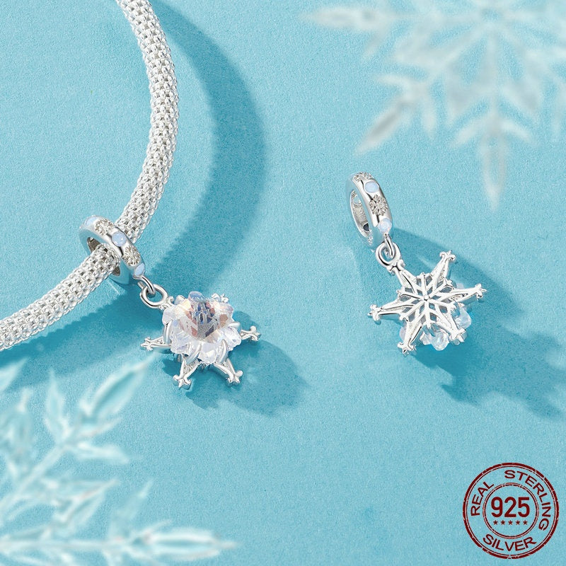Winter Ice Flower Diy Bracelet Pendant S925 Sterling Silver Beads