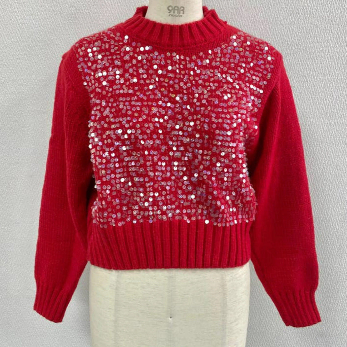Design Sense Heavy Embroidery Sequins Pullover