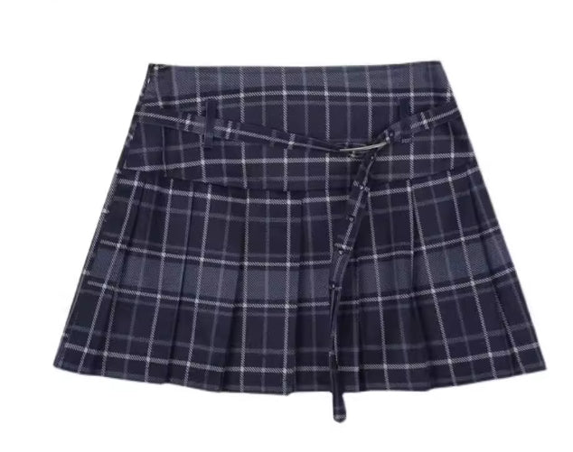 Retro Large Size High Waist College Style A- Line Pleated Skirt