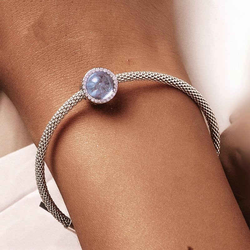 925 Silver Christmas Eve Snow Scene Glass Diy Beads