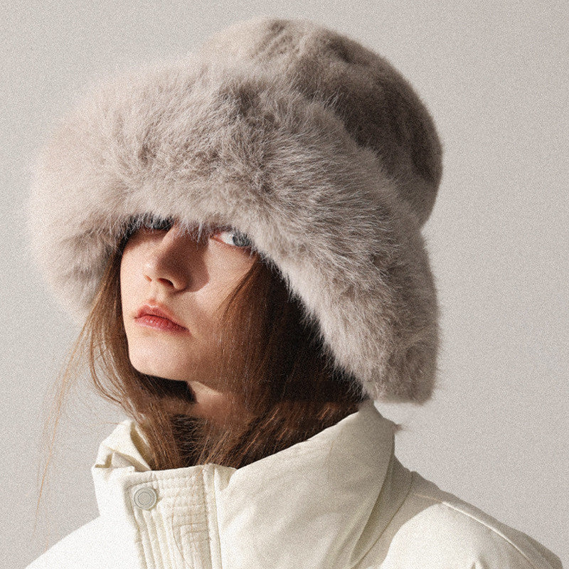 Womens Oversized Furry Fisherman Hat For Fall And Winter In Mongolian Style