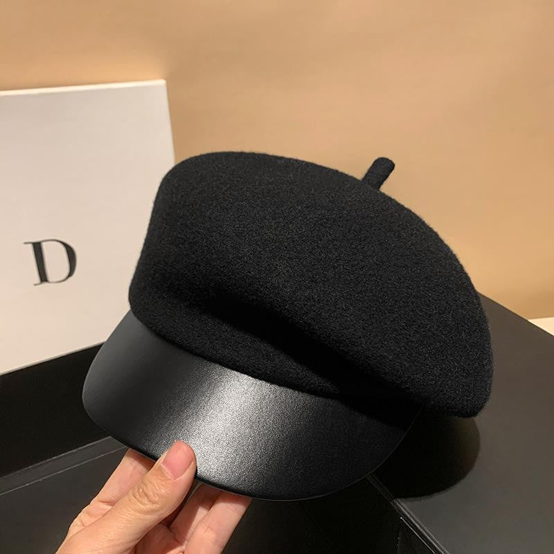 Womens Oversized Wool Patchwork Beret In Korean Style For FallWinter