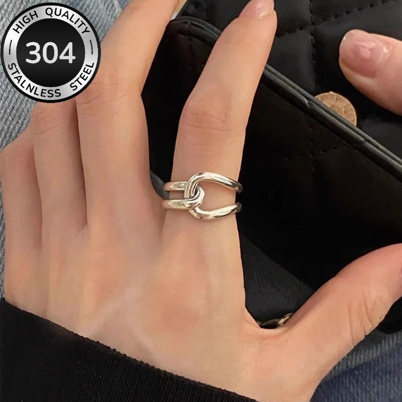 A Stainless Steel Geometric Line Ring - Minimalist & Stylish Open Design Finger Ring. Suitable For Daily Wear Or Vacations, It Serves As An Ideal Gift For Mother's Day, Valentine