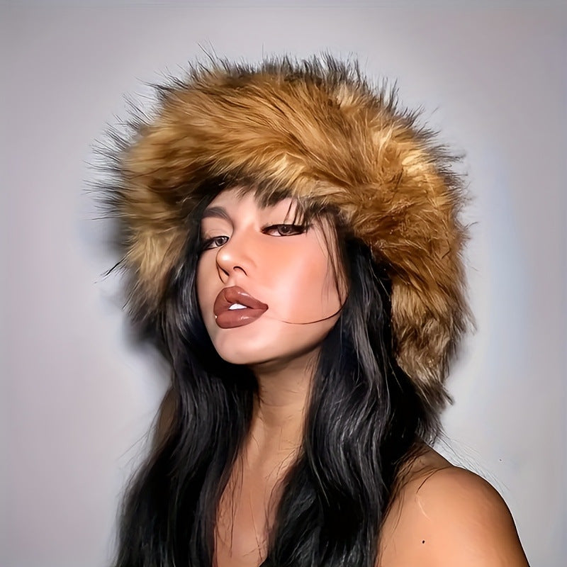 Warm Plush Fisherman Hat, Faux Fur Thickened Raccoon Fur Outdoor