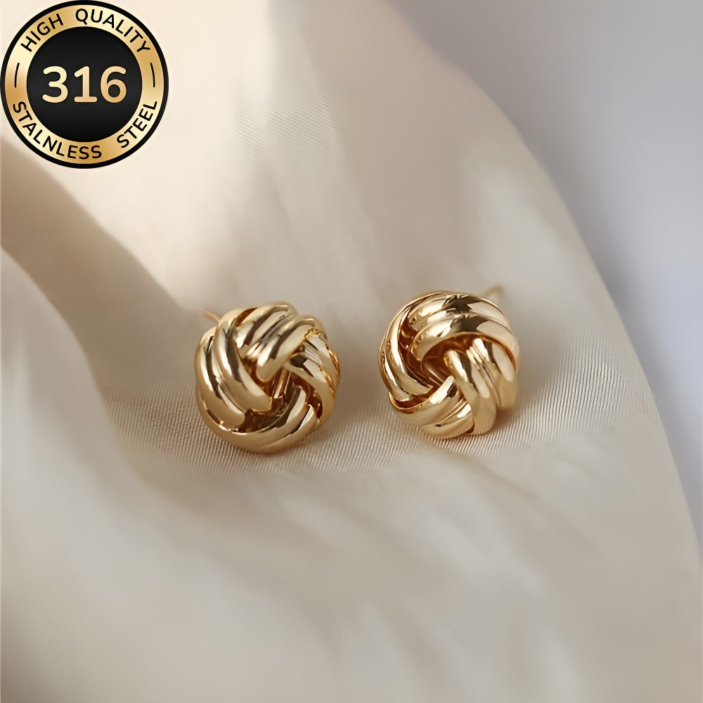 A Pair Of Hypoallergenic Gold-plated Stainless Steel Earrings  Fade-resistant, Comfortable, Versatile, Minimalist And Elegant. Perfect For Daily Wear Or Parties, These High-quality Fashion Earrings A