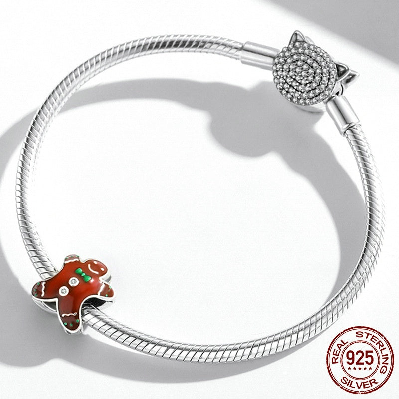 Christmas Gingerbread Man Sterling Silver Diy Beads