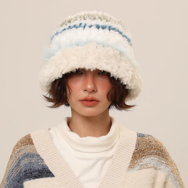 Laid-back Retro Color-block Knit Beanie For Women