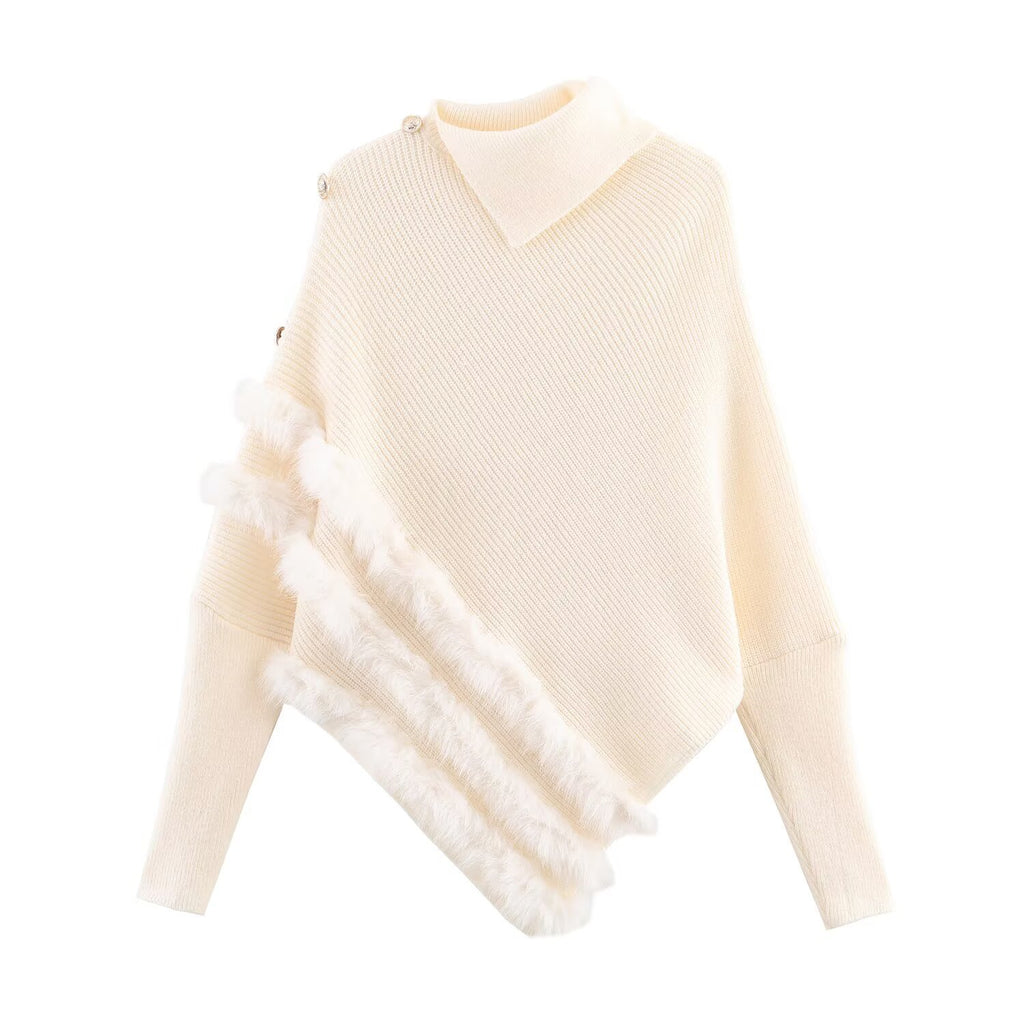 Women's Irregular Turtleneck Long-sleeved Sweater