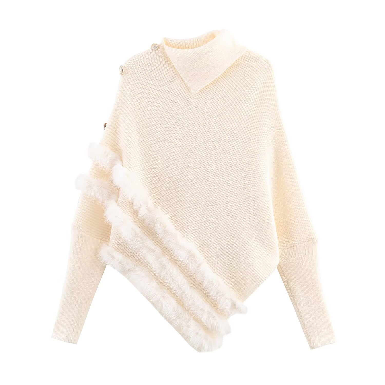 Women's Irregular Turtleneck Long-sleeved Sweater