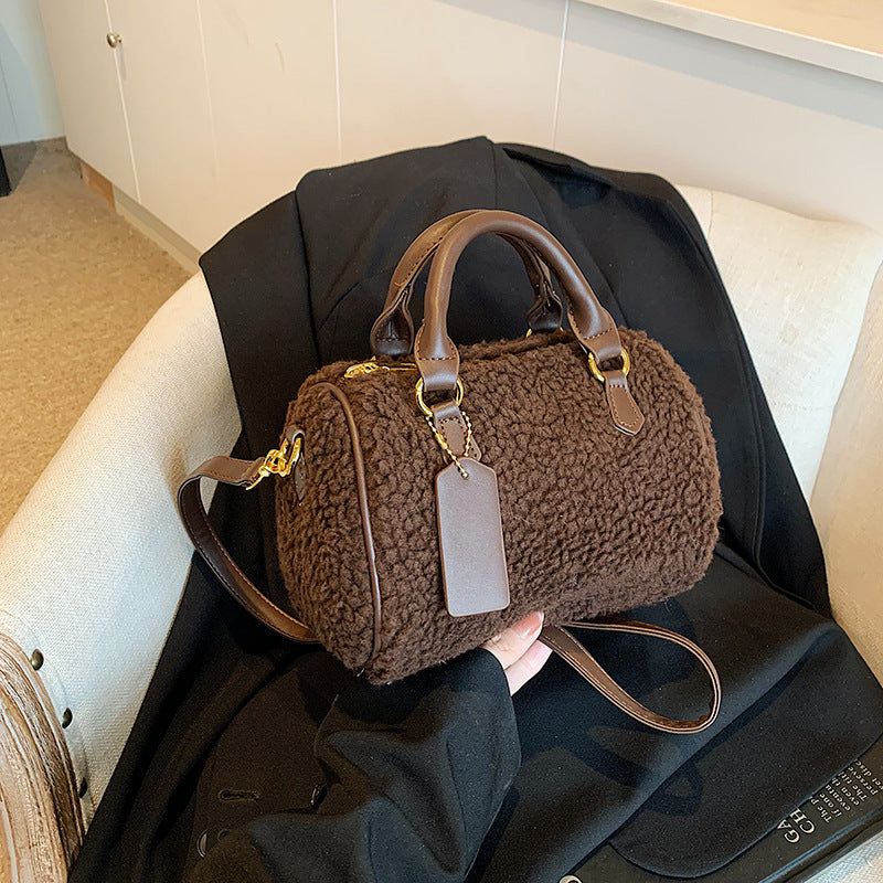 Lamb-Mohair Casual Versatile And Sophisticated Shoulder Or Crossbody Bag