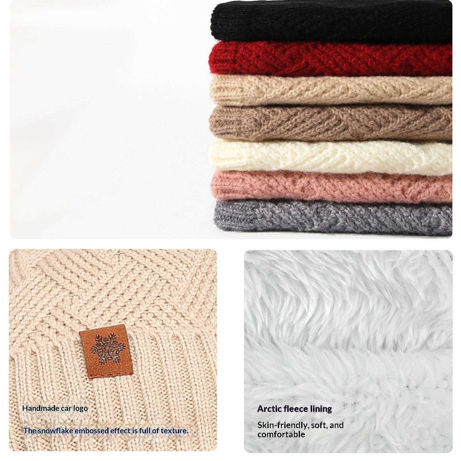 Ladies' Knitted Outdoor Warm Knitted Hat Scarf And Gloves Three-Piece Set