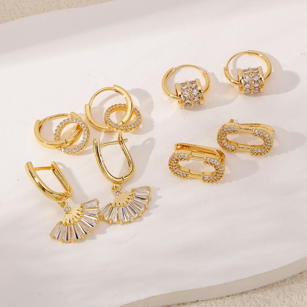 Summer Electroplated Irregularly Shaped Diamond-Studded Trendy Earrings