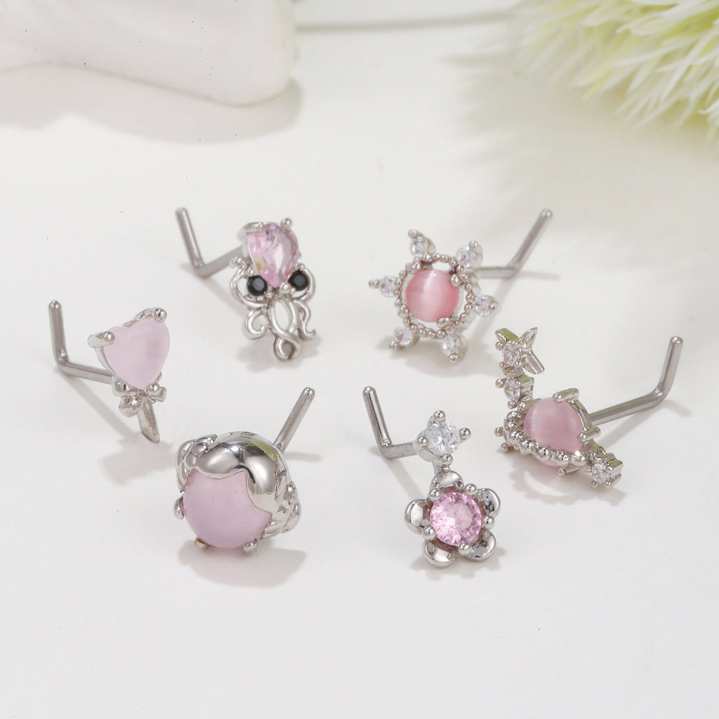 European And American Fashion Minimalist Animal L-bar Stainless Steel Nose Stud