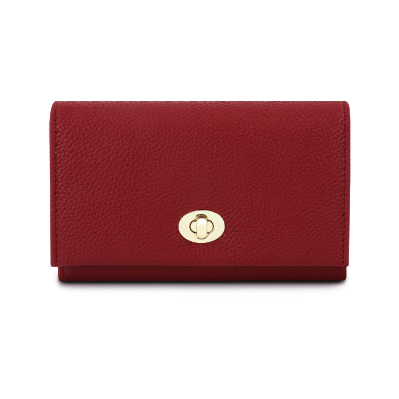 Luxury Leather Influencer-Style Womens Wallet With A Lock Closure