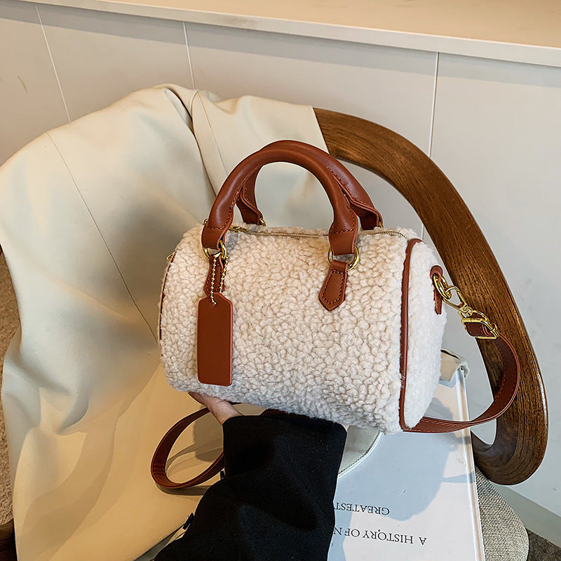 Lamb-Mohair Casual Versatile And Sophisticated Shoulder Or Crossbody Bag