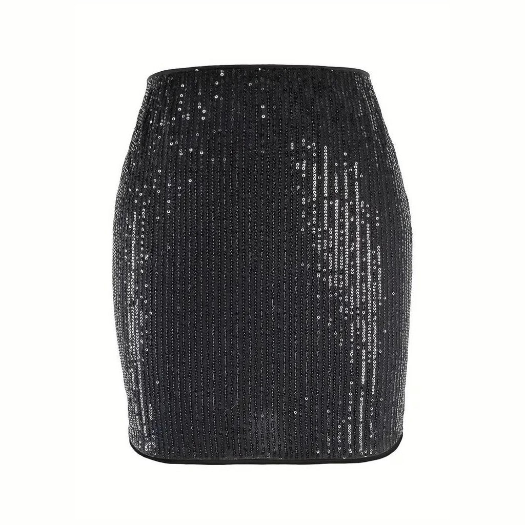 Christmas Halloween Party Style Sexy Hot Girl Sequined Sheath High Waist Short Mini Skirt