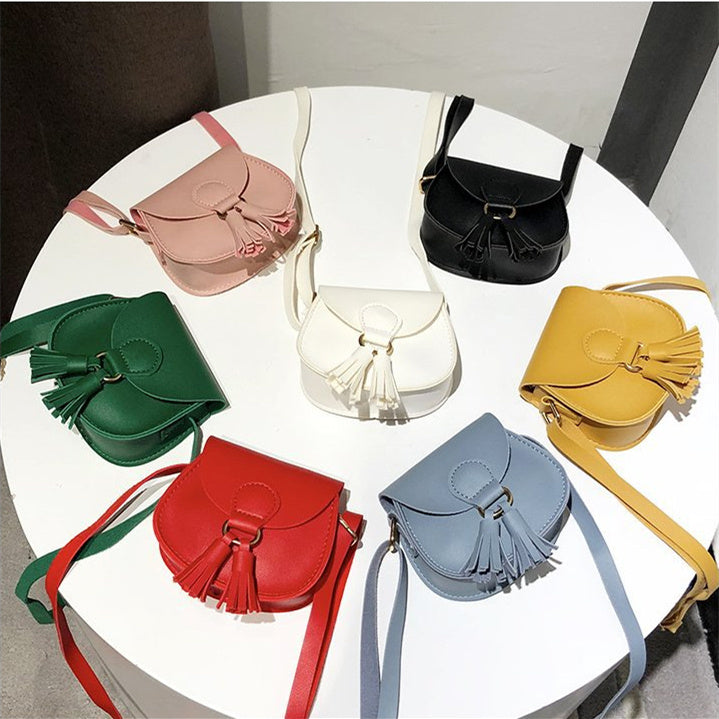 Casual One-Shoulder Small Satchel Tassel Girls Children's Bag