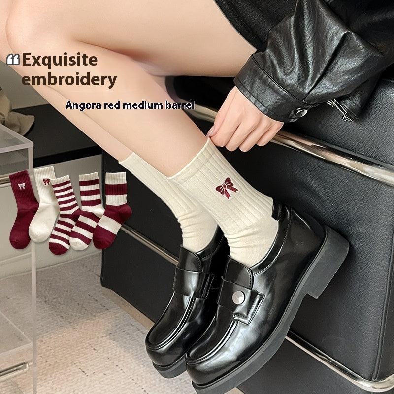 Korean Style Good-looking Sweat-absorbent Angola Red Socks