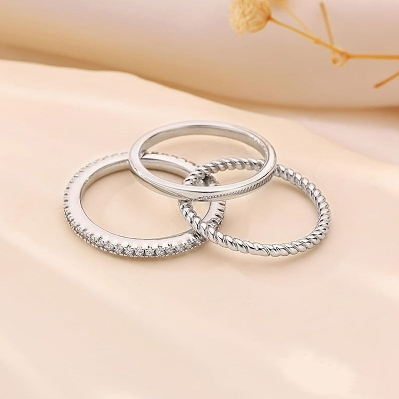 Womens Fashion Copper Ring With Zircon Inlay