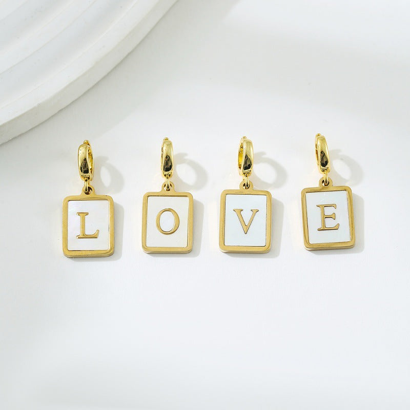 European And American Square Shell Letter Universal Clasp Pendants26 English Alphabet Jewelry Accessories