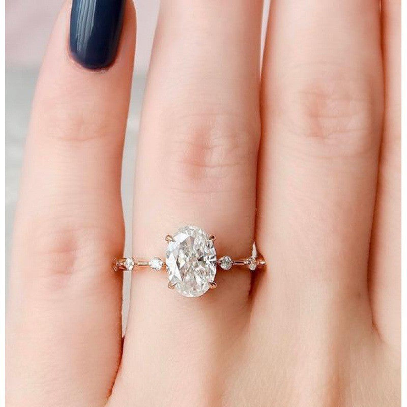 Moissanite Ring In Rose Gold Delicate Band