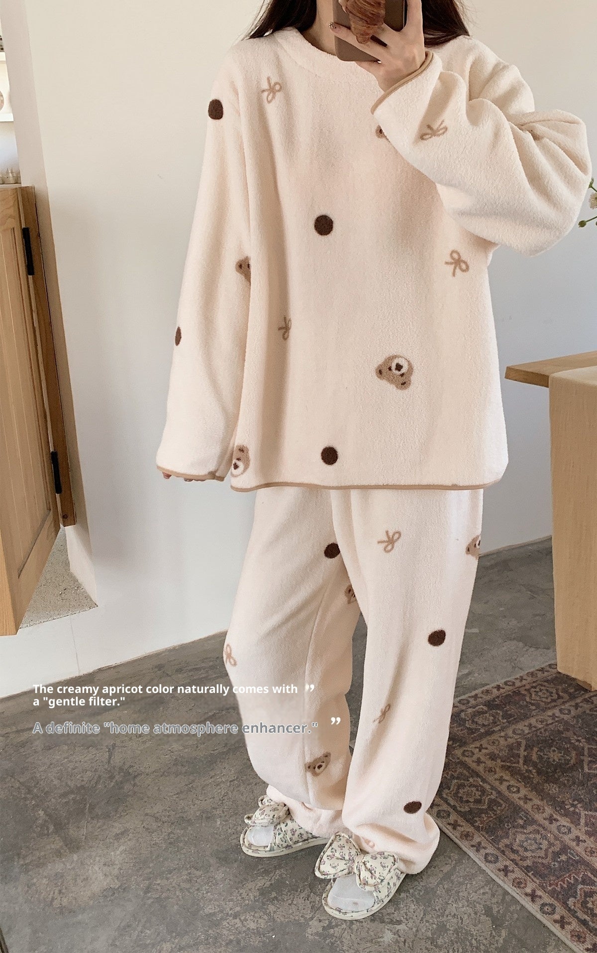 Home Wear Suit Female Cloud Can Be Worn Outside Plus Velvet Thickening
