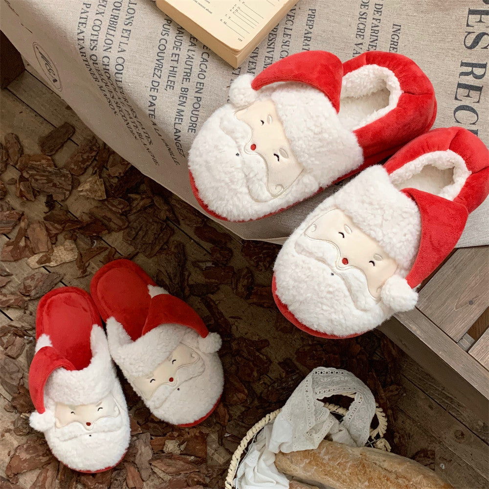Male And Female Cute Santa Ins Leisure Warm Plush Confinement Shoes