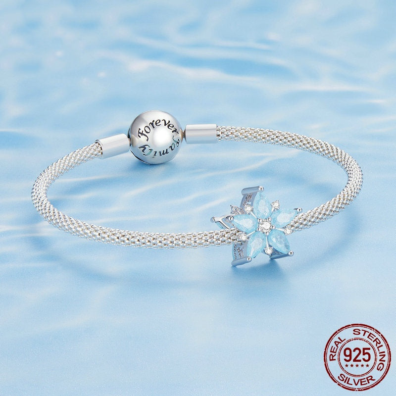 Christmas Snowflake 925 Silver Bracelet Beaded