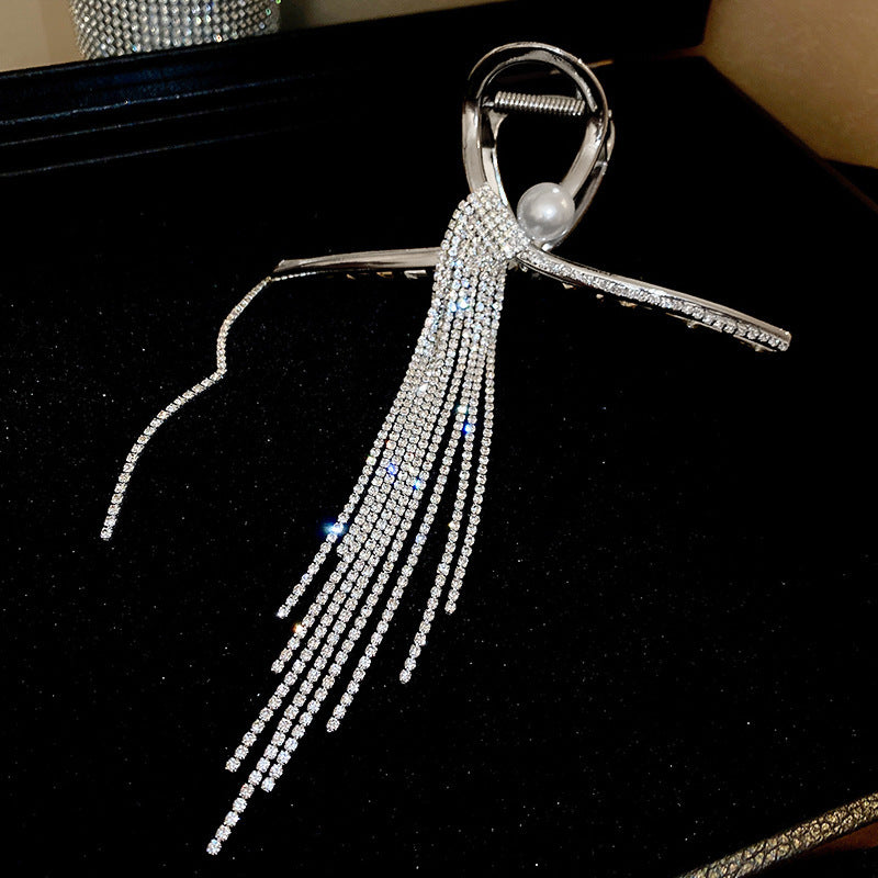 Diamond-encrusted Pearl Wheat-spike Lily-of-the-valley Tassel Hair Clip