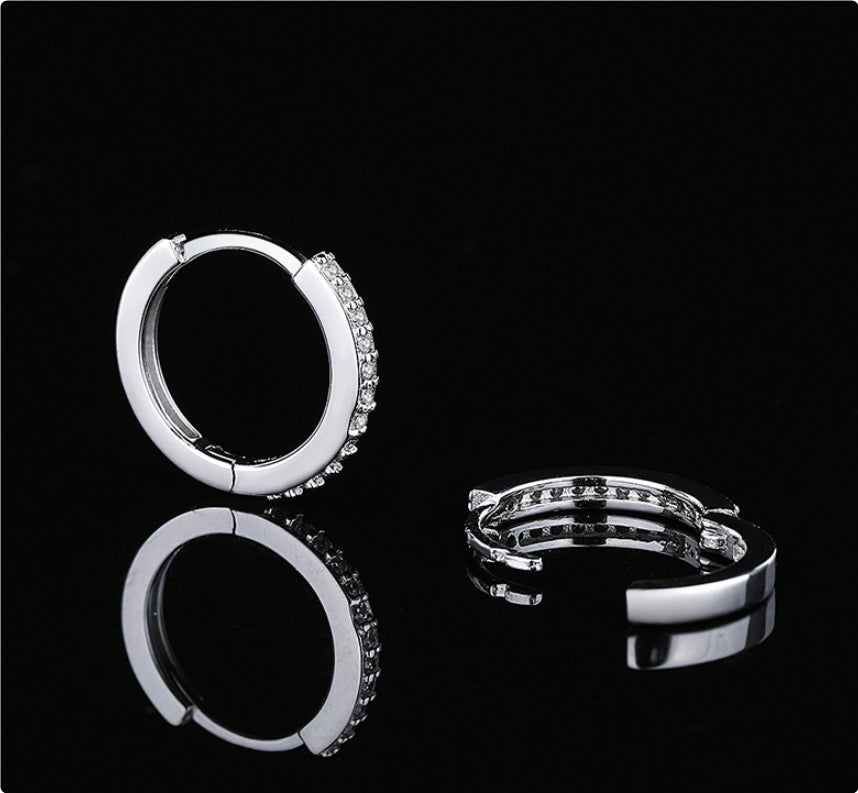 S925 Sterling Silver Earrings With Diamond Accents