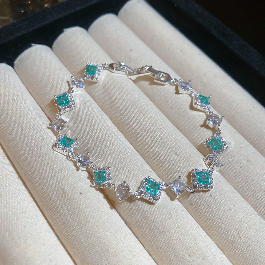 Geometric Square Zircon Bracelet Elegant Sparkling Women Is Everyday Jewelry