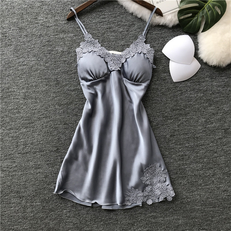 Sexy Spring And Summer Strap Nightdress Ice Silk Pajamas For Women