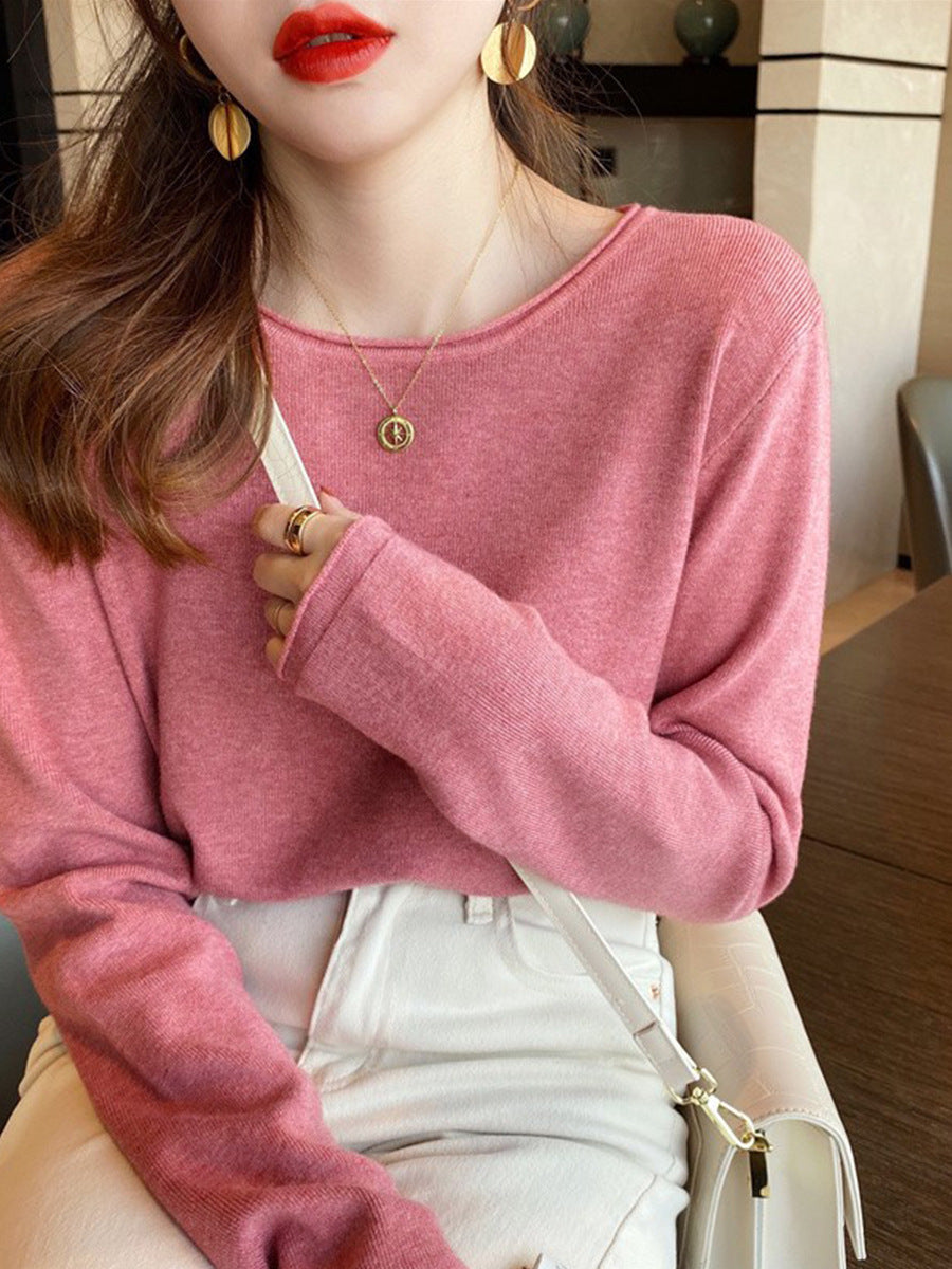 Round Neck Knitted Sweater For Women