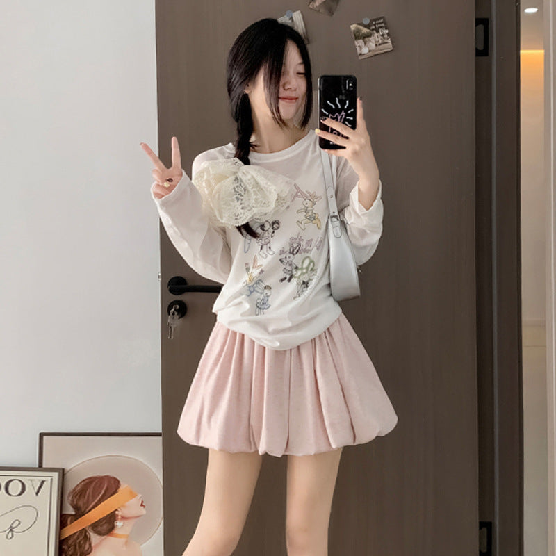 Glutinous Rice Bud High Waist Crimp Slimming Skirt