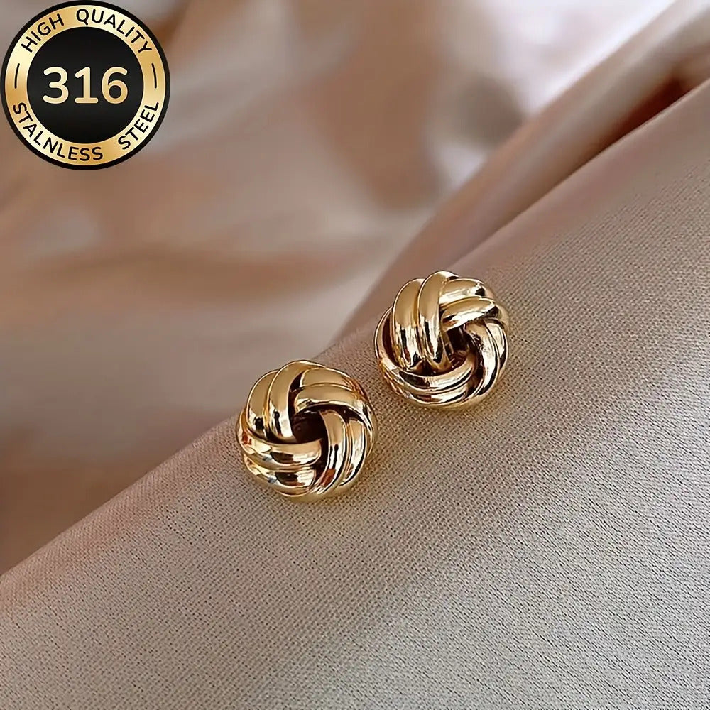A Pair Of Hypoallergenic Gold-plated Stainless Steel Earrings  Fade-resistant, Comfortable, Versatile, Minimalist And Elegant. Perfect For Daily Wear Or Parties, These High-quality Fashion Earrings A