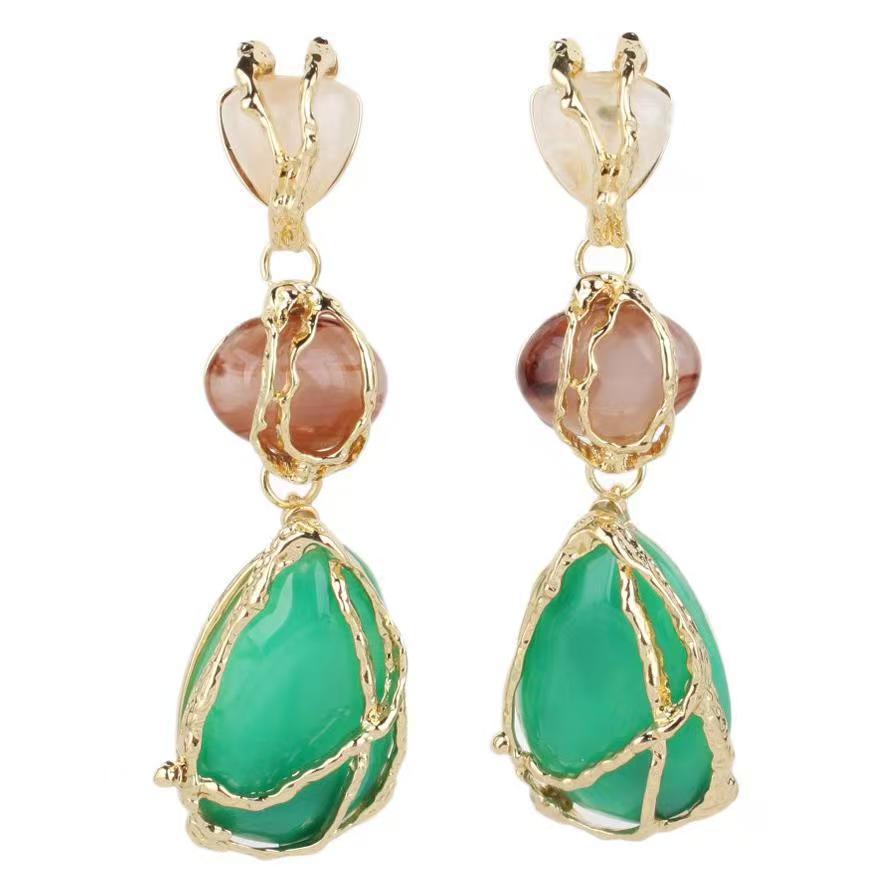 Personalized Acrylic Pendant With Geometric Splicing Resin Earrings