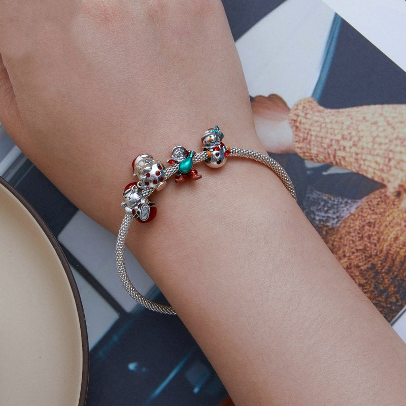 S925 Silver Diy Lucky Cat Bracelet String Beads