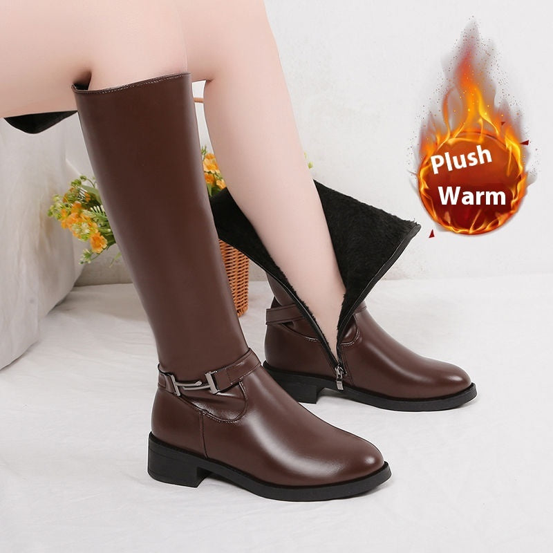 Women's Winter Chunky Heel Round Head Knight Over The Knee Boots