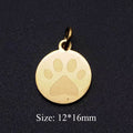 Stainless Steel Titanium Steel Engraved Name Cat Paw Dog Paw Pendant