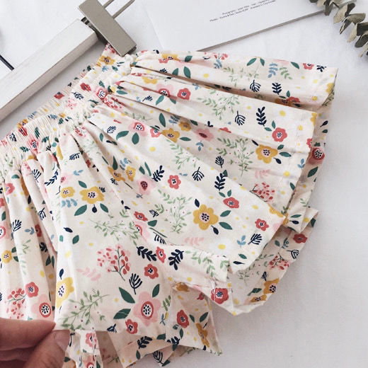 Girls Shorts Cute Western Style Thin Cotton Wide Legs