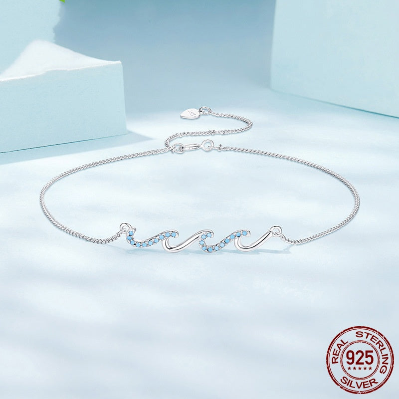 Creative S925 Sterling Silver Blue HAILANG Shape Anklet