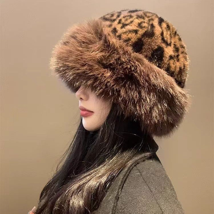 Leopard Print Mongolian Hat For Women
