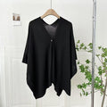 Summer Thin Solid Color Knitted Cardigan With Buckle All-match Cloak Waistcoat