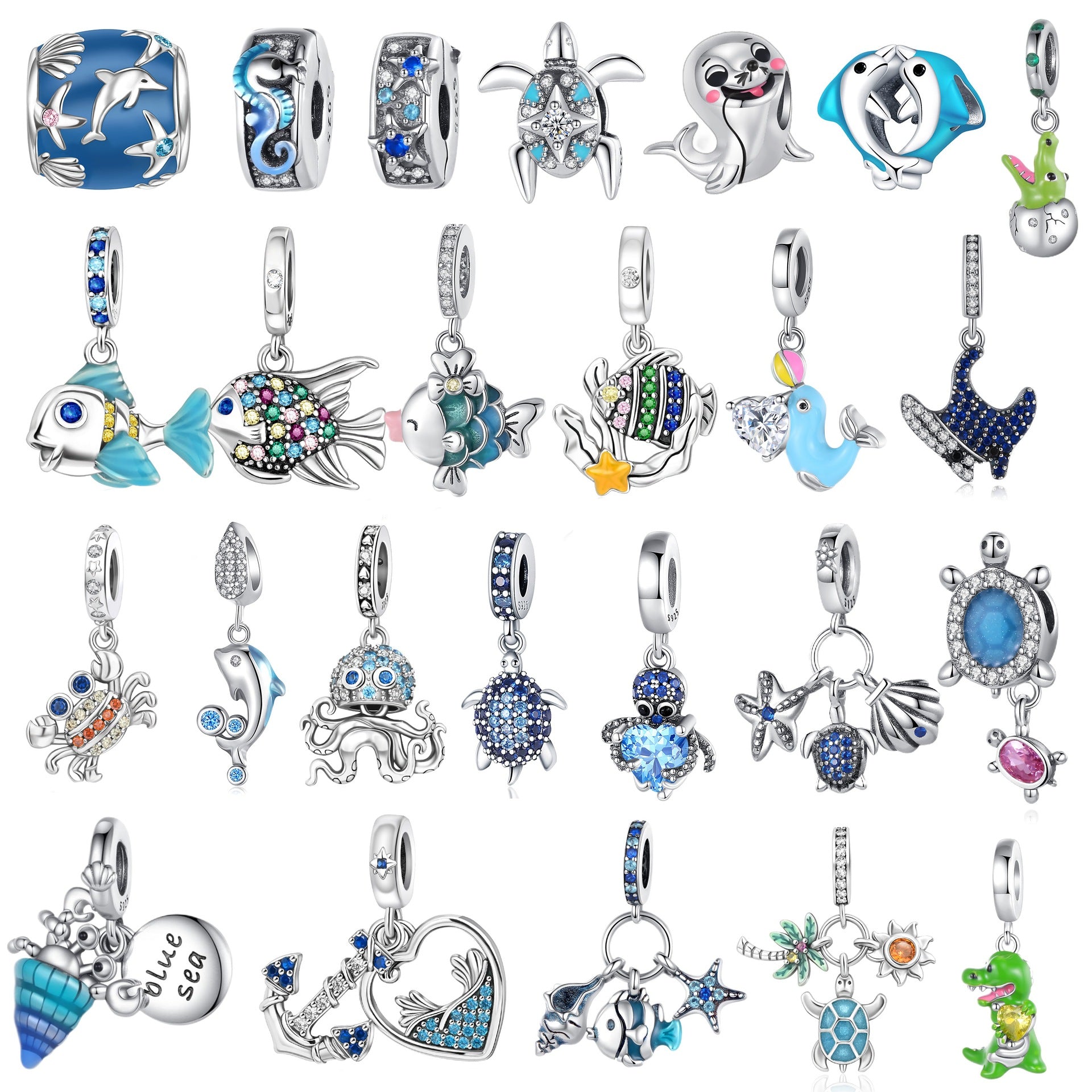 Fashion White Copper Silver Plated DIY Bracelet Jewelry Accessories Beads Pendant