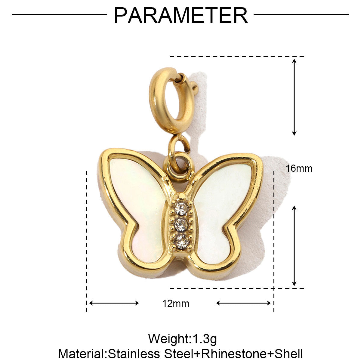 Natural Shell Butterfly Titanium Steel DIY Spring-Clasp Necklace