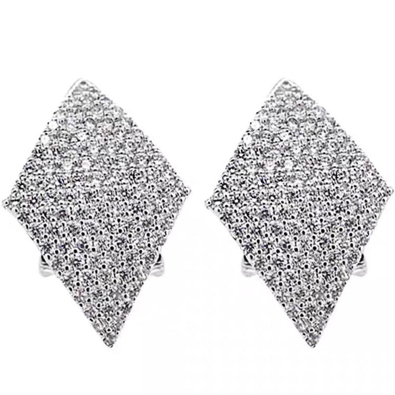 Full-Crystal Geometric Rhombus Stud Earrings For Women