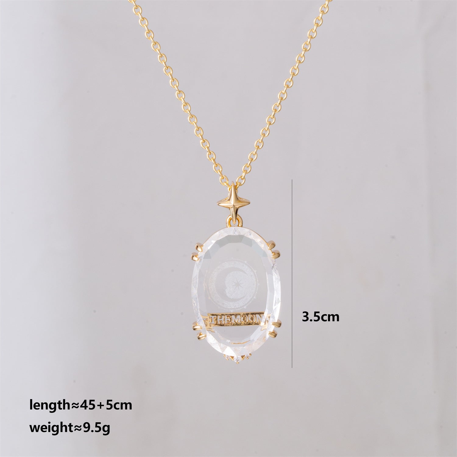 Fashionable Transparent Crystal Pattern Tarot Card Necklace