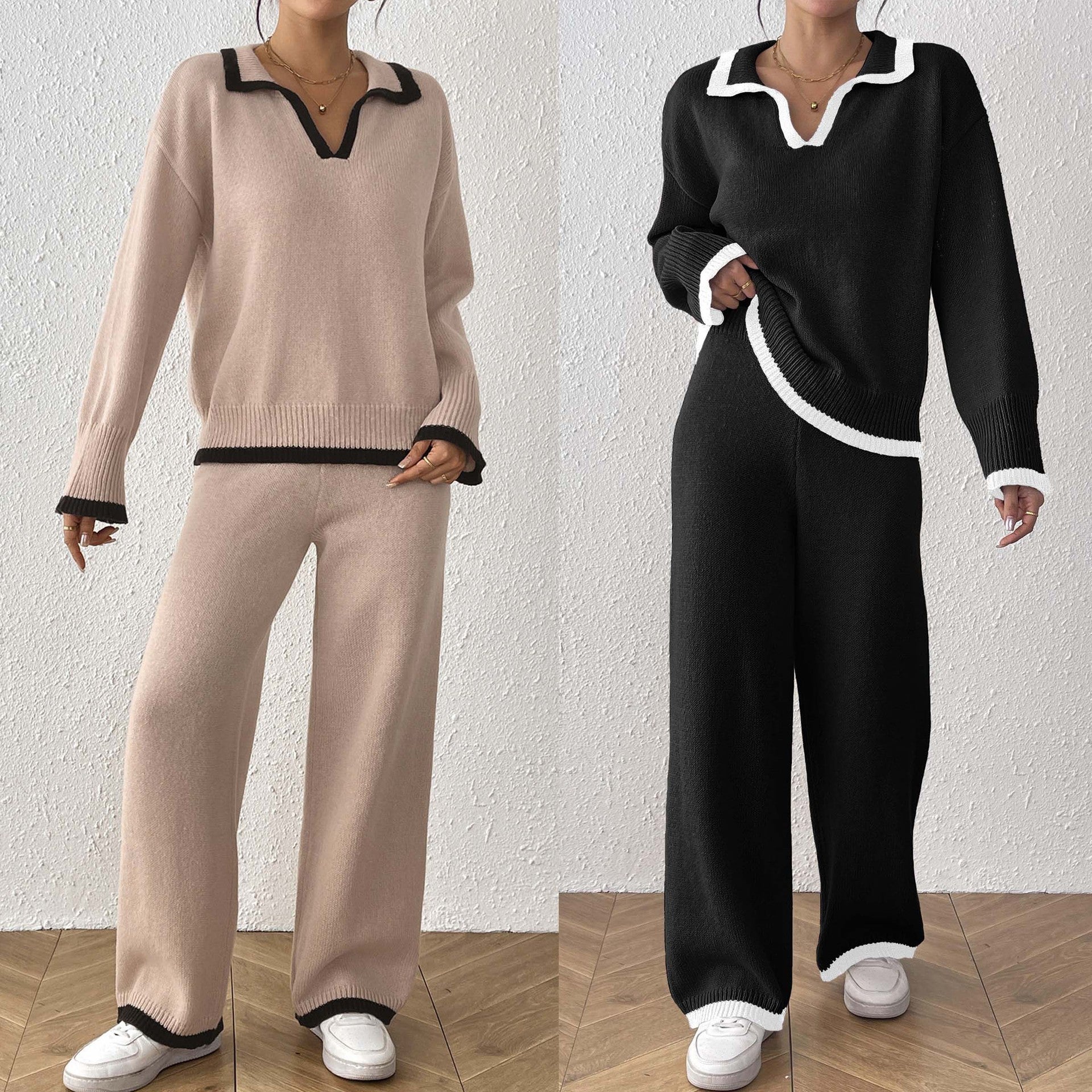Sweater Wide-leg Casual Pants Two-piece Set